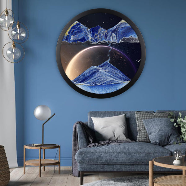 Mtadmai Moving Sand Art, 3D Sand Art Pictures Deep Sea Sandscape Living Room Decoration, 360° Rotate, Glass Crafts Solid Wood Frame, Relaxing Mood Home Office Work Wall Art Decor