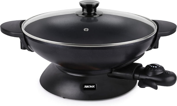 Aroma Housewares AEW-307 Electric Wok, 5 Qt, Black.