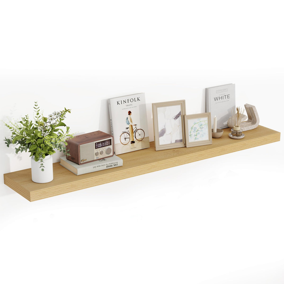 Acovy 40 Inch Floating Shelves, 3D Textured Wood Grain, 40"x9.25"x1.5" Inch Deep Floating Shelves for Wall, Wooden Shelves for Bathroom, Bedroom, Living Room, Black