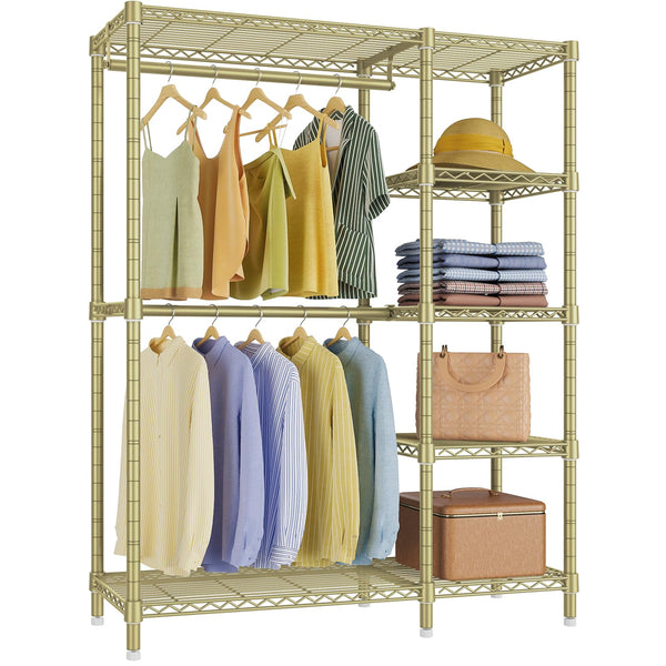 VIPEK V7 Garment Racks for Hanging Clothes Heavy Duty Clothes Rack with Shelves, Portable Closet Rack Metal Clothing Racks 5 Tiers Freestanding Closet Wardrobe System, Max Load 670lbs, White