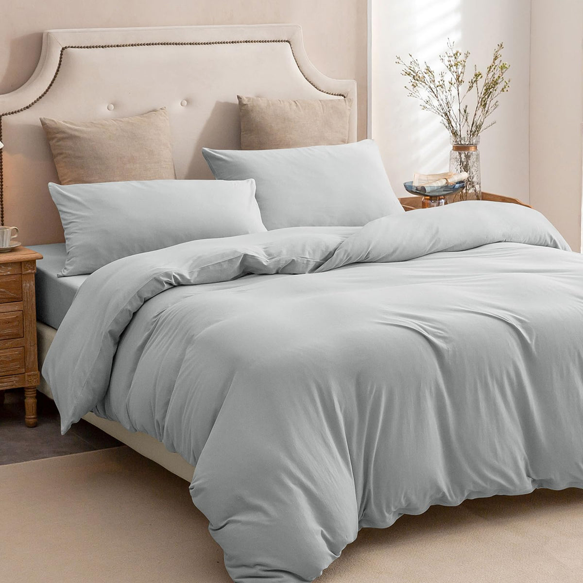 PURE ERA Jersey Knit Duvet Cover Set 100% T-Shirt Cotton Super Soft Comfy 3pc Bedding Set with Zipper Closure (Solid Burnt Orange, Cal King)
