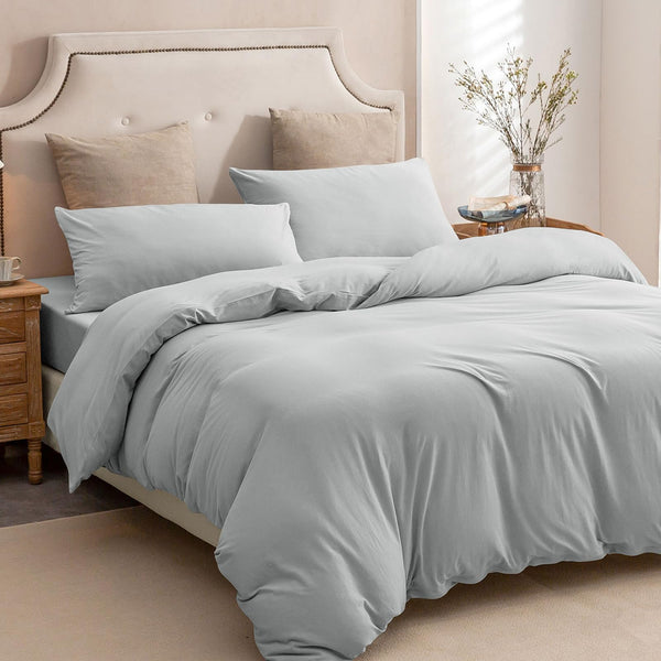 PURE ERA Jersey Knit Duvet Cover Set 100% T-Shirt Cotton Super Soft Comfy 3pc Bedding Set with Zipper Closure (Solid Burnt Orange, Cal King)