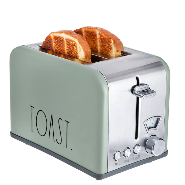 Rae Dunn 2 Slice Smart Toaster, Digital Display, Wide Slots, 8 Browning Levels, 6 Bread Types, 4 Functions (Defrost, Reheat, Cancel, Add Time), 825W Stainless Steel