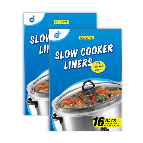 32 Counts Slow Cooker Liners Small Size(11 x 16 Inch) Kitchen Disposable Cooking Bags Fits 1 to 3 Quarts Safe for Oval or Round Pot -2Pack