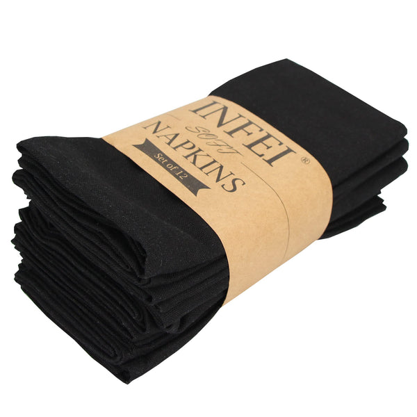 Solid Color Linen Blended Thin Dinner Cloth Napkins - Set of 12 (40 x 40 cm) - for Events & Home Use (Purple)