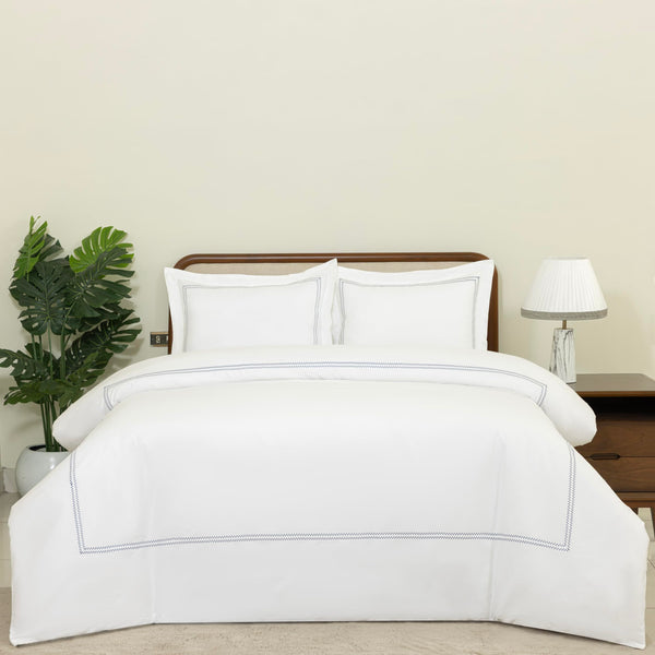 Dreamology White Duvet Cover, Luxury Hotel-Quality 100% Cotton Embroidered Duvet Cover with 2 Pillow Shams, Hypoallergenic Zipper Closure 3-Piece Duvet Cover Set, Comforter Not Included (Grey, King)