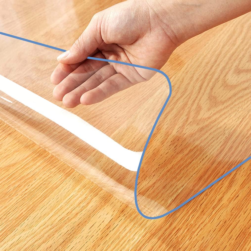 1.5mm Thick 40 x 84 Inch Clear PVC Table Runner Cover Protector Rectangular Plastic Table Pad Mat for Dining Room Table Office Desk Conference Table Kitchen Coutertop Heavy Duty Waterproof