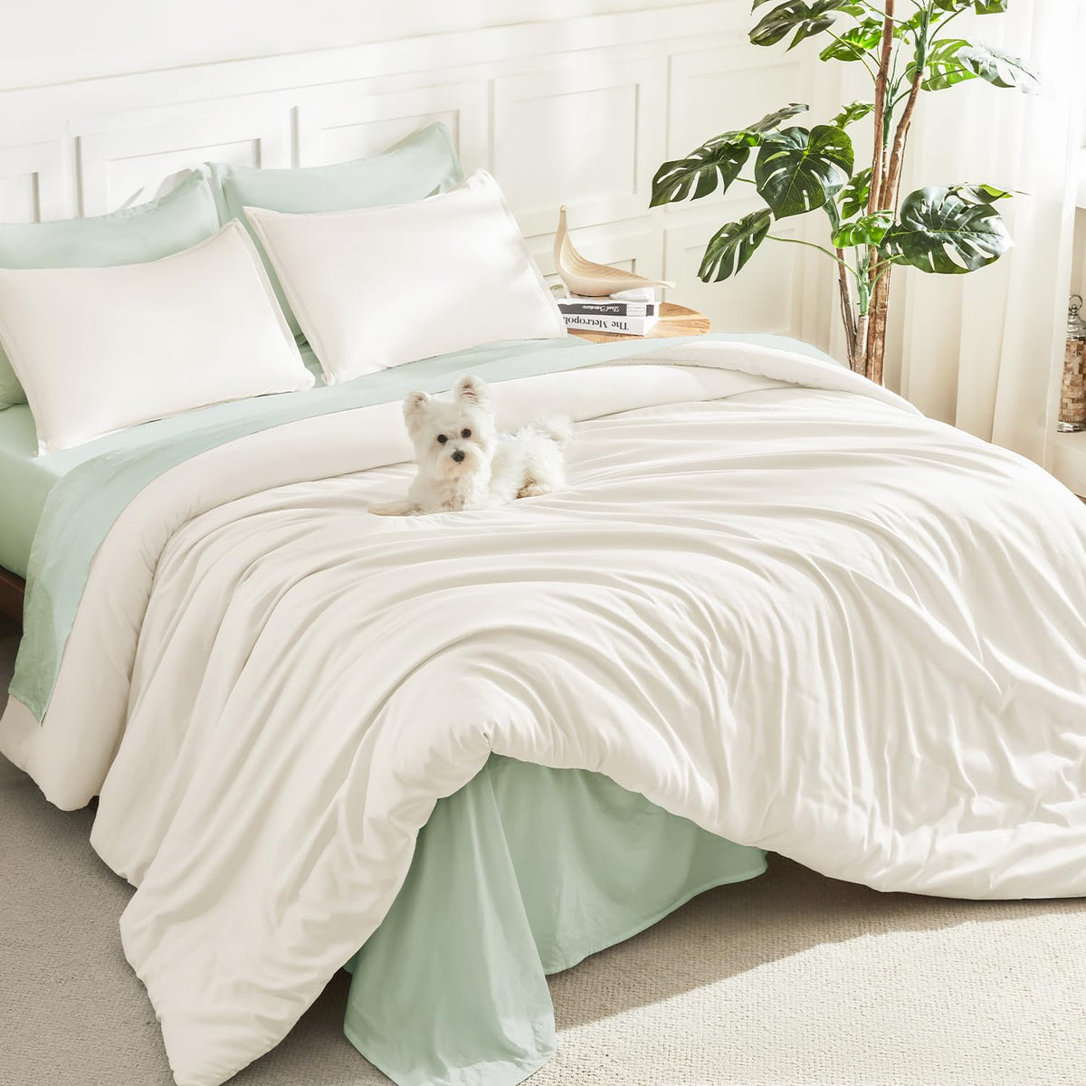 Litanika Comforters Bluish Grey King Size, 3 Pieces Lightweight Solid Bedding Set & Collections, All Season Fluffy Bed Set (104x90In Comforter & 2 Pillowcases)