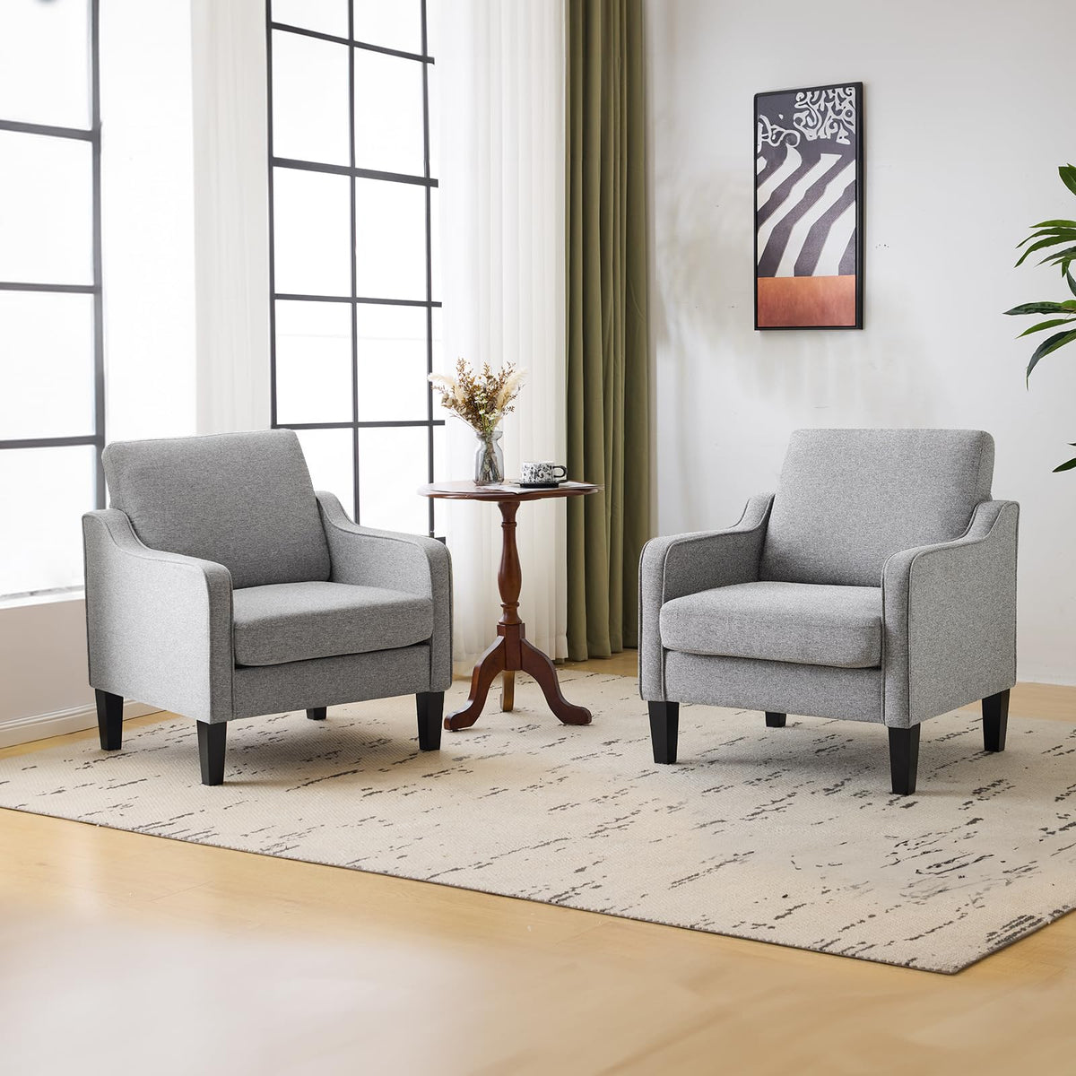 VINGLI Navy Blue Accent Chairs for Living Room, Line Comfy Upholstered Chair Mid Century Modern Armchair for Bedroom, Home Office, Small Spaces, Apartment