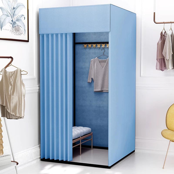 Clothing Store Fitting Room with Shading Curtain, Portable Temporary Mobile Privacy Protection Dressing Room, Foldable Mall Simple Changing Room for Office Outdoor Activity, 200x100x95cm(White)