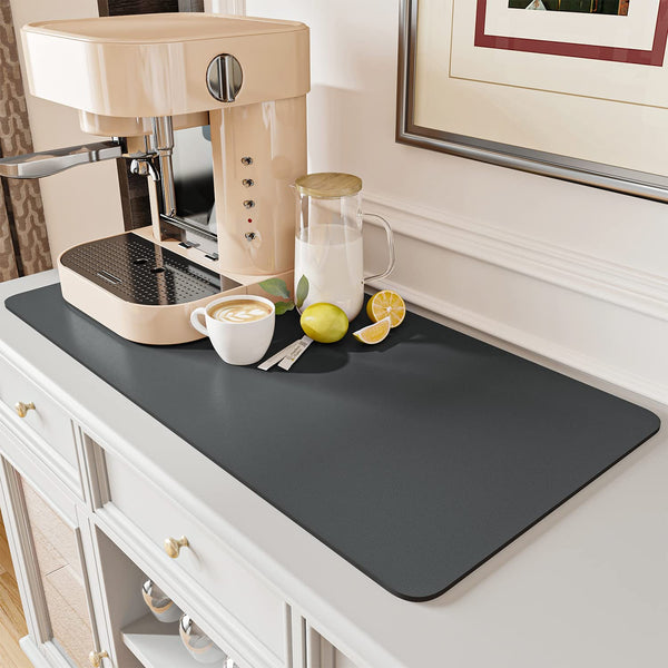 AMOAMI Coffee Mat Hide Stain Rubber Backed Absorbent Dish Drying Mat for Kitchen Counter - Fits Under Coffee Maker & Espresso Machine (12x19,INK)