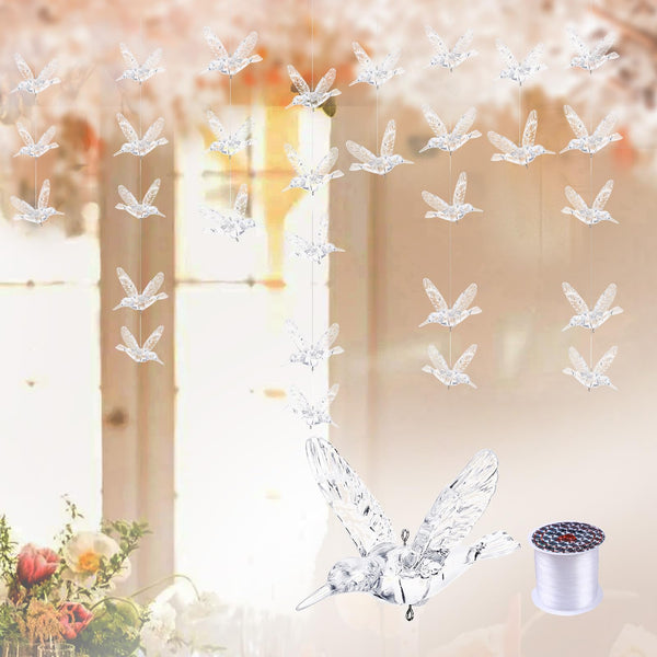 100 Pcs DIY Flying Bird Decorative Ceiling Hanging Ornaments with 5.9Ft Transparent line Christmas Tree for Home Kindergarten Shopping Mall Home Table Window Nature Decoration