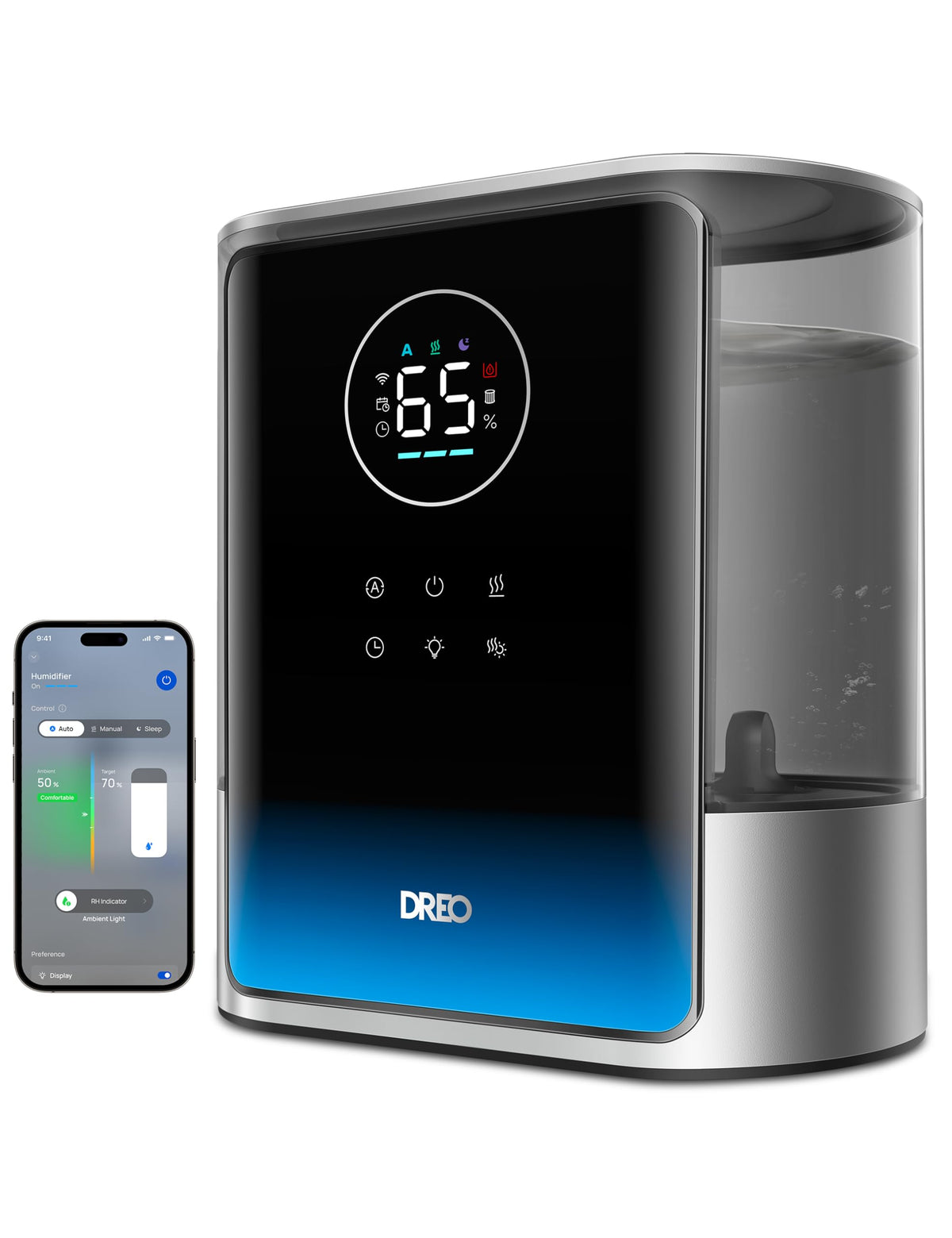 Dreo 8L Smart Humidifiers for Bedroom 600ft², 80H Runtime Warm&Cool Supersized Mist Humidifier for Large Room Indoor, Quiet Whole House humidifier for Baby, Plants, with Alexa/Google, Silver, HM717S