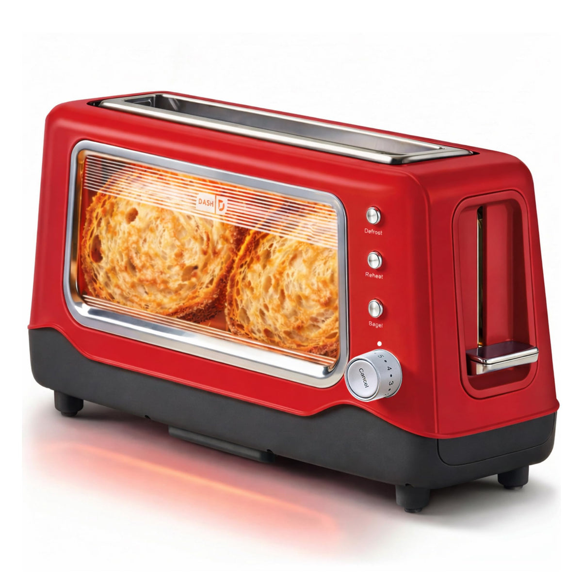 DASH Clear View Toaster: Extra Wide Slot Toaster with See Through Window - Defrost, Reheat + Auto Shut Off Feature for Bagels, Specialty Breads & other Baked Goods - Grey