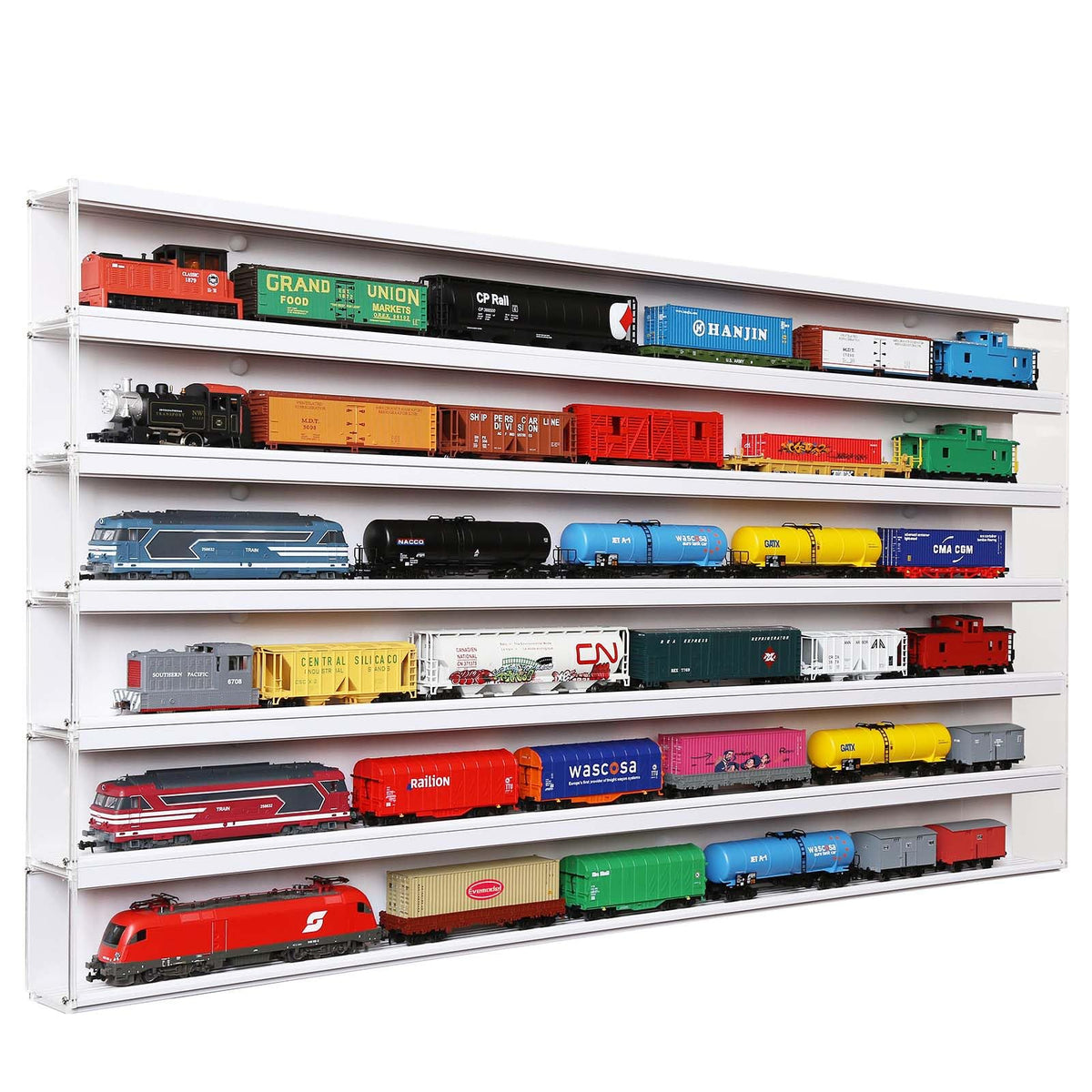 HO Scale Model Train Display Case Wall Rack with 6 Shelves Organizer Storage Cabinet Wall Mount (L2: 39.37inch)