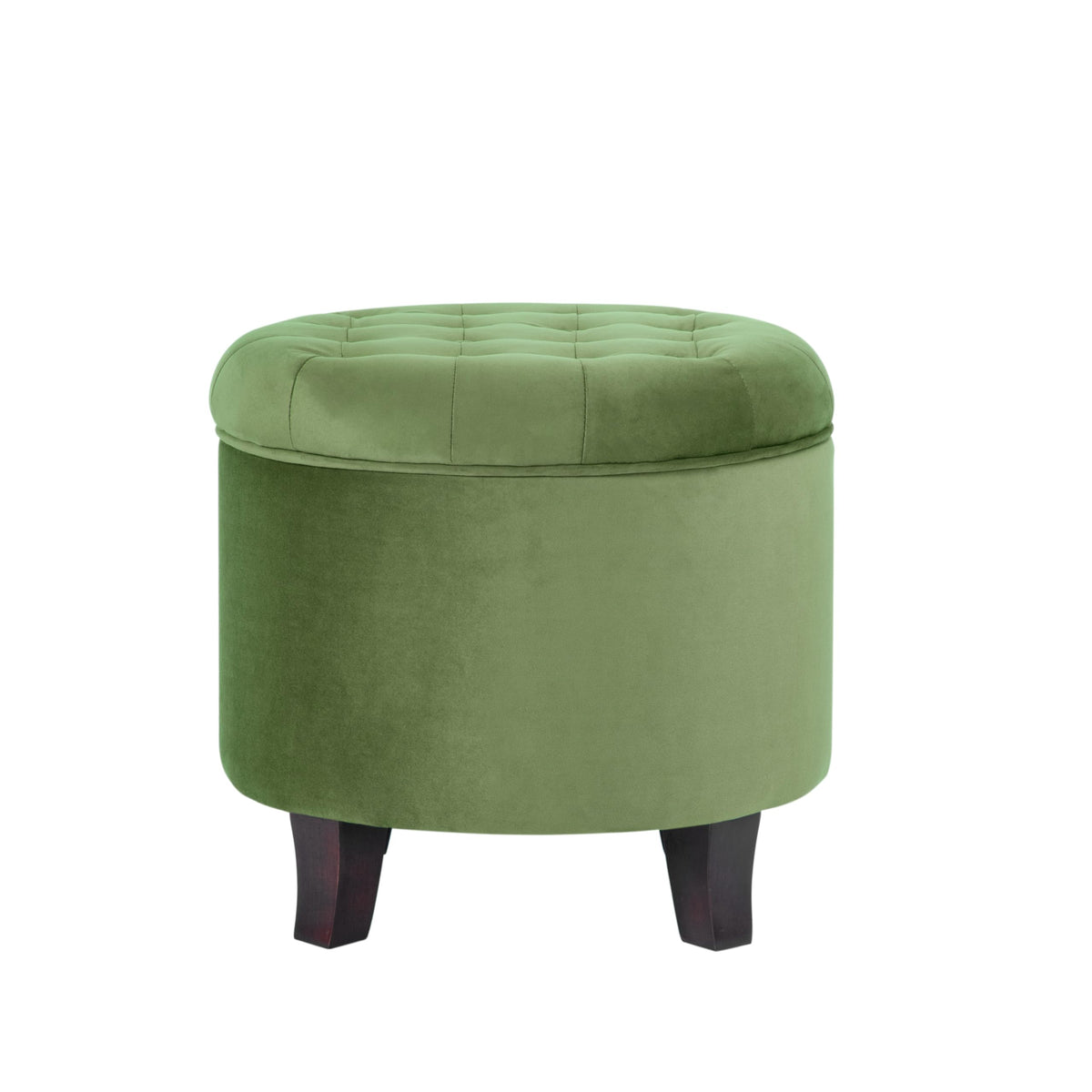 HomePop Upholstered Round Storage Ottoman|Homepop Home Décor|Upholstered Round Foot Rest Ottoman - Small Green Medallion Ikat Print