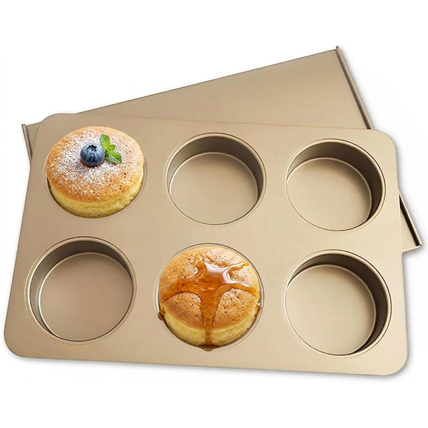 Bear Shaped Muffin Pans, 6 Cavity English Muffin Pans, Straight Side English Muffin Cupcake Pan with Lid, Non-Stick Madeleine Mold Cake Pan, Mini Muffin for Bear Cake Decoration