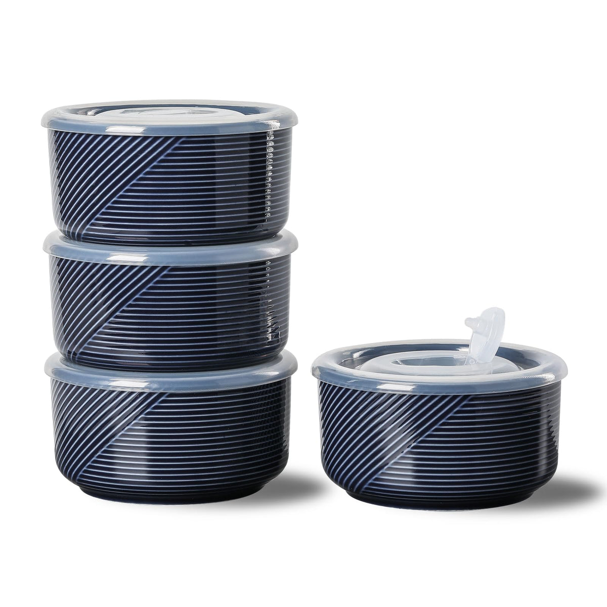 CERAMIC BOWLS WITH LIDS - Airtight 20 oz microwave safe food storage containers for soup, salad, cereal, leftovers, meal prep