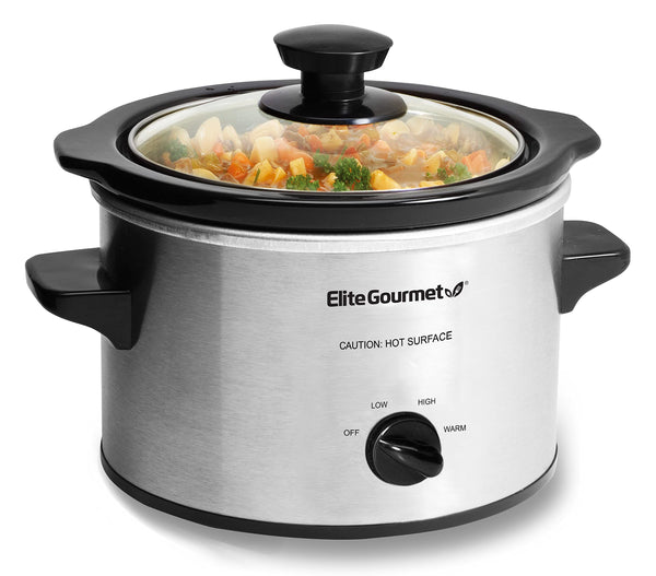 Elite Gourmet MST-350B# Electric Oval Slow Cooker, AdjCatable Temp, Entrees, Sauces, Stews & Dips, Dishwasher Safe Glass Lid & Crock (3 Quart, Black)