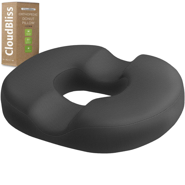 CloudBliss Donut Pillow Seat Cushion Chair Pad for Tailbone Pain Relief and Hemorrhoids, Memory Foam Seat Chair Cushion for Men and Women for Home & Office, (Khaki)