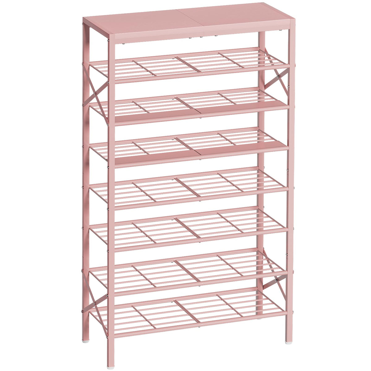 8-Tier Tall Shoe Rack Organizer Shoe Storage for Entryway 30-40 Pairs Metal Shoe Rack Heavy-Duty Shoe Shelf with Wooden Top for Closet Garage Black