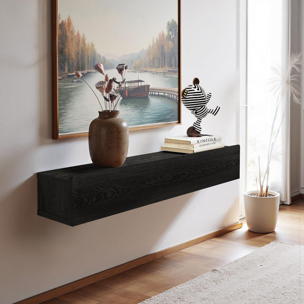 Floating Solid Wood Console Table, 47'' Wall Mounted Narrow Entryway Table with Storage Shelf, Modern Couch Shelves Small Entry Way Tables for Entryway, Front Hall, Hallway (Rustic Brown)