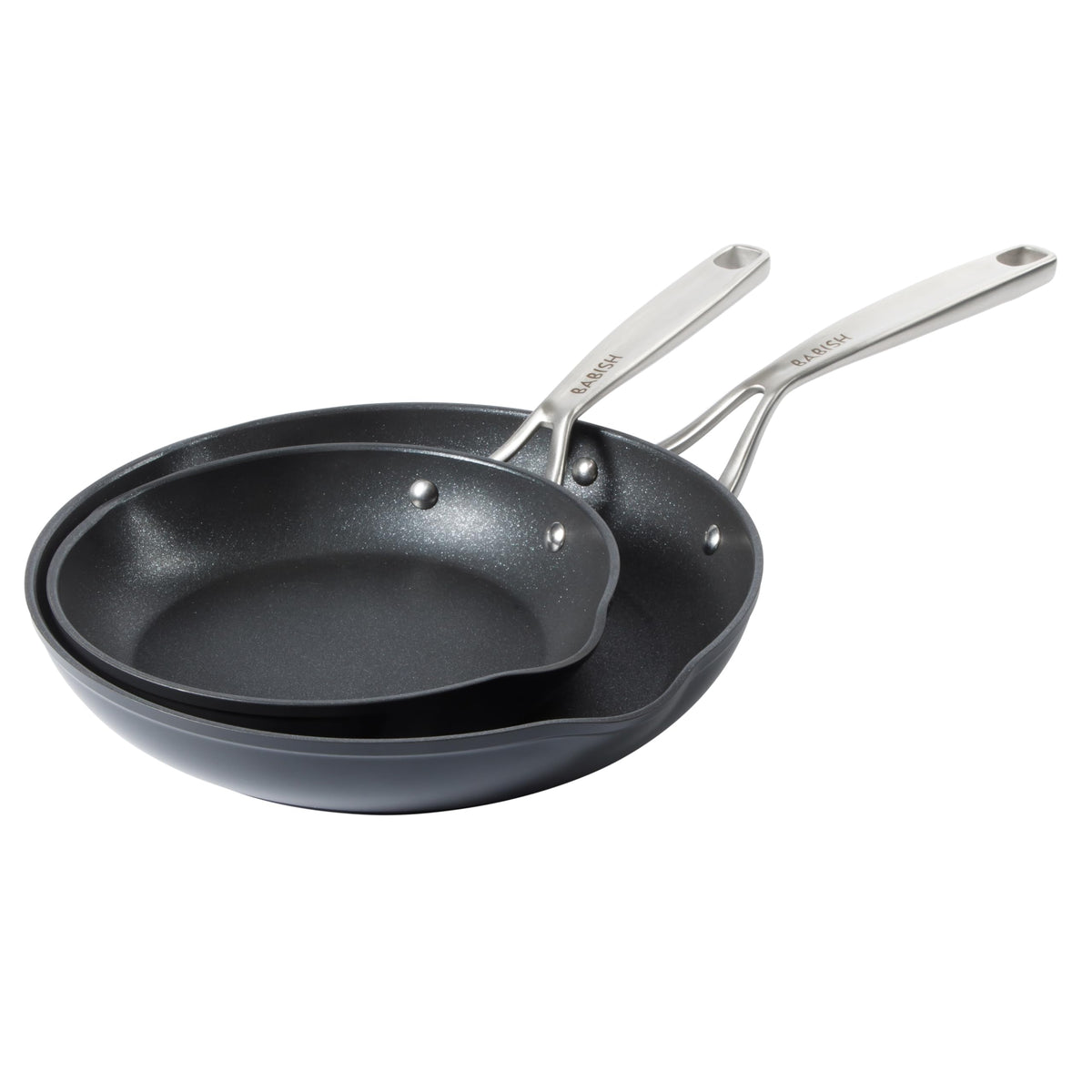 Babish 10 Piece Hard Anodized Laser Titanium Forever Non Stick Technology Durable Pots and Pans Cookware Set - Black