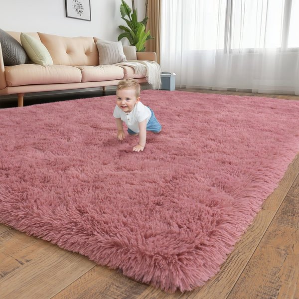 8x10 Large Area Rugs for Living Room, Ultra Soft Yellow Big Shag Rug for Bedroom Nursery, Modern Fluffy Plush Carpet for Girls Boys Kids Room Dorm Home Decor, Upgrade Non-Slip