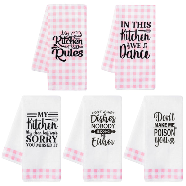 R HORSE Funny Football Kitchen Dish Towels - 5Pcs Game Day Kitchen Hand Towels, Absorbent Cleaning Dishcloth Home Bathroom Decor for Football Lovers Game Day Party Supplies Hostess Gifts