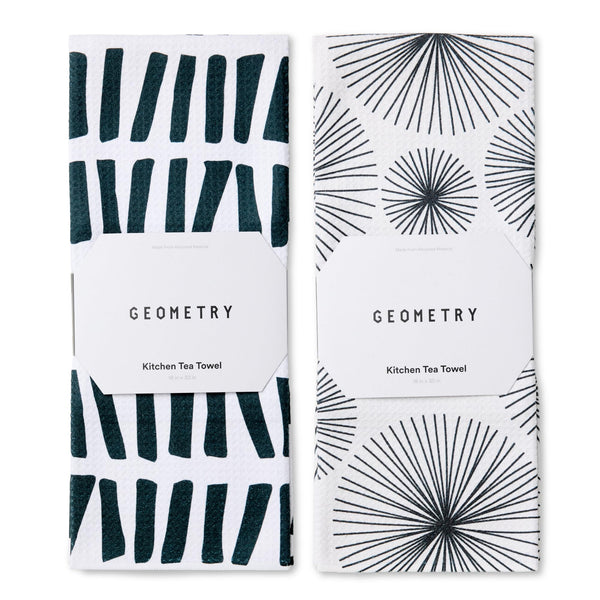 GEOMETRY Kitchen Tea Towels - Quick Dry Microfiber Dish Towels for Kitchen Watercolors, 18" x 30" 2 Pack