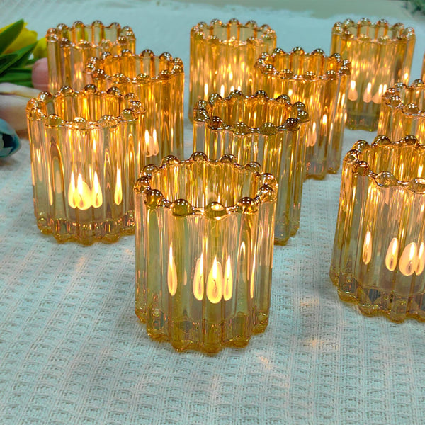 GOLDEAL 24Pcs Clear Glass Votive Candle Holders Tealight Holders Decorative, Tea Candle Holders Bulk,Candlestick for Wedding, Party,Dinner, Home Table Decor.