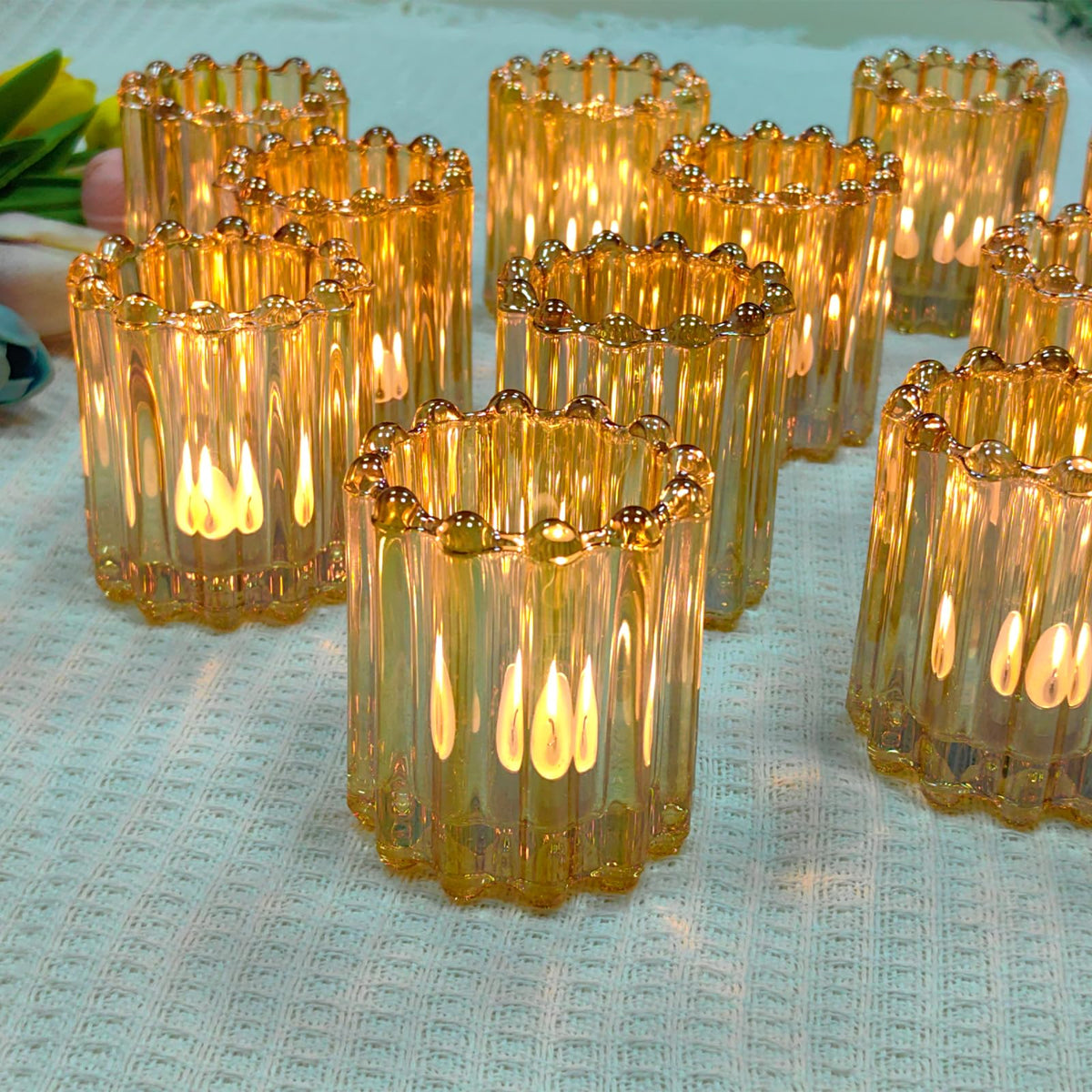 GOLDEAL 24Pcs Clear Glass Votive Candle Holders Tealight Holders Decorative, Tea Candle Holders Bulk,Candlestick for Wedding, Party,Dinner, Home Table Decor.