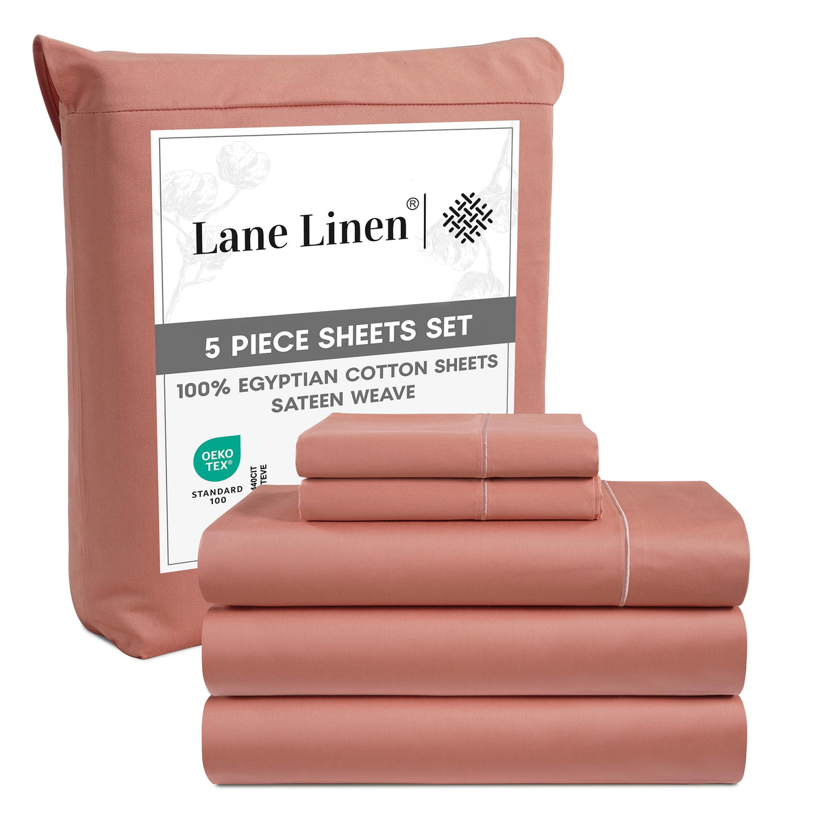 LANE LINEN 100% Egyptian Cotton Sheets Queen Size - White Bed Sheets for Queen Size Bed, 15" Deep Pocket Long Staple Cotton Bedding Sheets, Sateen Weave, Luxury Hotel Sheets - White