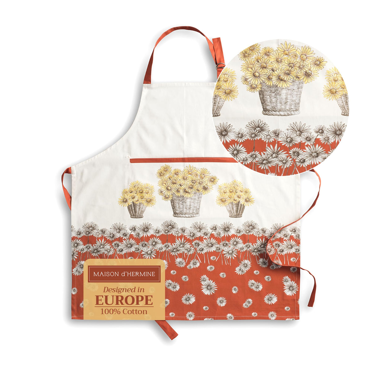 Maison d' Hermine 100% Cotton Apron for women with Pocket Kitchen Chef Fall Apron for Men Cooking Gardening Server Waitress Maid (Valentine Gift)