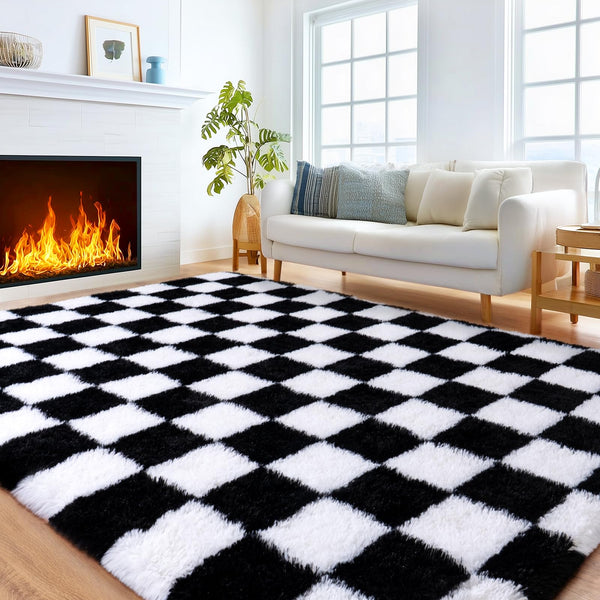 8x10 Area Rugs for Living Room, Ultra Soft Fluffy Large Shaggy Rug Carpet for Bedroom, Non-Slip Fuzzy Plush Rugs for Nursery Boys Girls Kids Room Modern Indoor Home Decor, Charcoal Grey