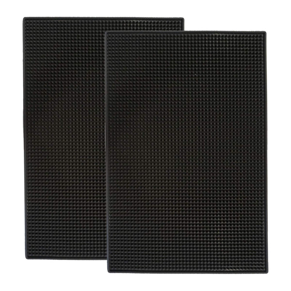 Highball & Chaser Bar Mat 18 x 12, Thick Durable and Stylish Bar Mat for Spills. Non Slip, Non-Toxic, Service Mat for Coffee, Bars, Restaurants Counter Top (2 Pack, Black)