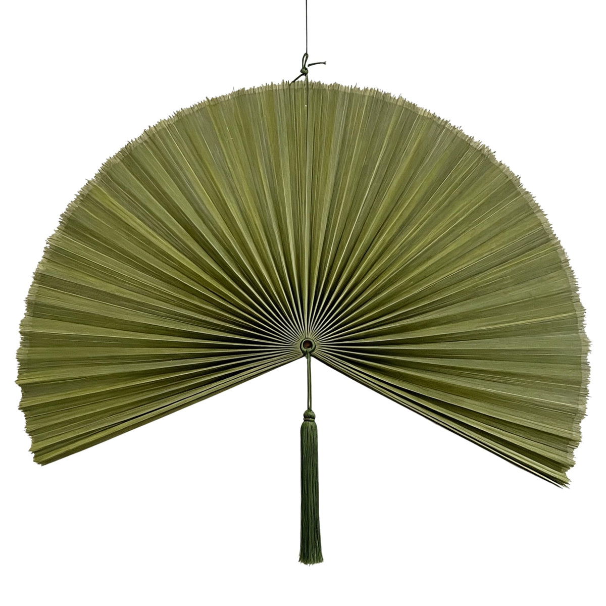 ChumDecor Fan Wall Decor, Japanese Giant Fan, Large Bamboo Fan Wall Art For Boho Hanging Headboard, Decorative Folding Fans For Over Bed, Asia Trending (Army Green 60inch)