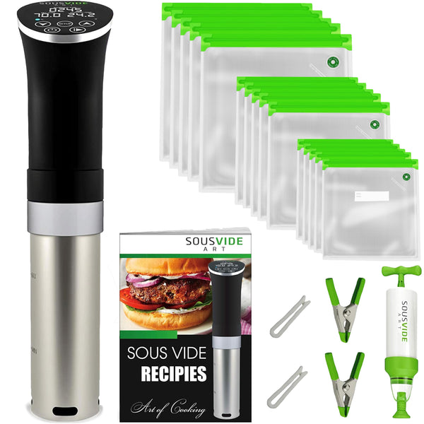Sous Vide Bags 30 Reusable Vacuum Food Storage Bags Sous Vide Bag Kit 3 Sizes BPA Free (Premium)