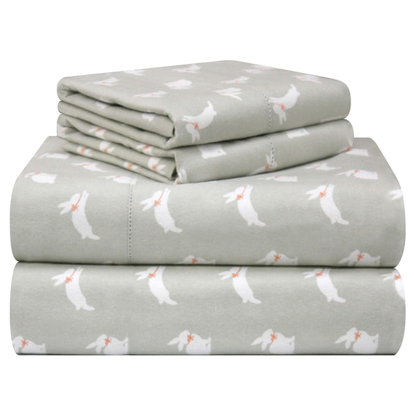 Pointehaven 180 GSM Velvet Feel Luxury 100% Cotton Printed Flannel Sheet Set,4PCS, Queen, Cats - Warm & Cozy - Pre-Shrunk -Deep Pockets - Elastic All Around-Comfy Double Brushed -