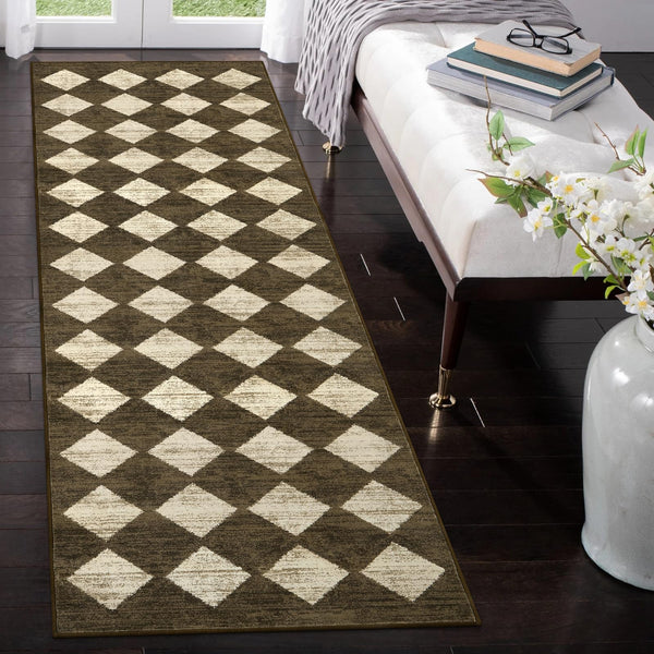 Lahome Checkered Washable 5x7 Rugs for Living Room Green Rug for Bedroom, Soft Dining Room Rugs for Under Table, Diamond Trellis Throw Carpet for Entryway Dorm Kids Playroom (5'x7',Green)