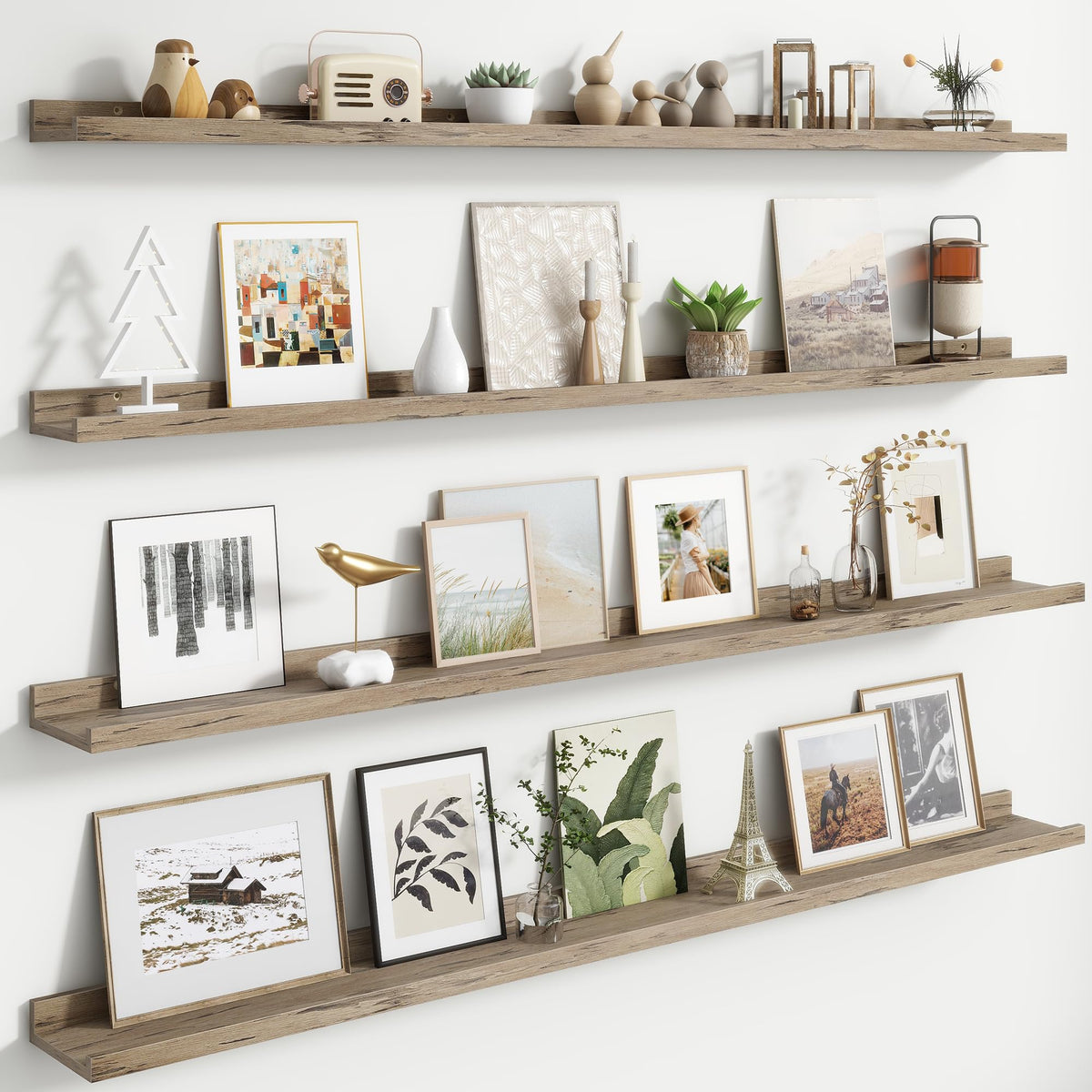 Floating Picture Ledge Shelves for Wall Set of 4, 72 Inch Wall Shelves with Lip Long Large Nursery Book Shelf for Toys Storage Kids Bookshelf Wall Mounted Living Room Bedroom Decor Frames