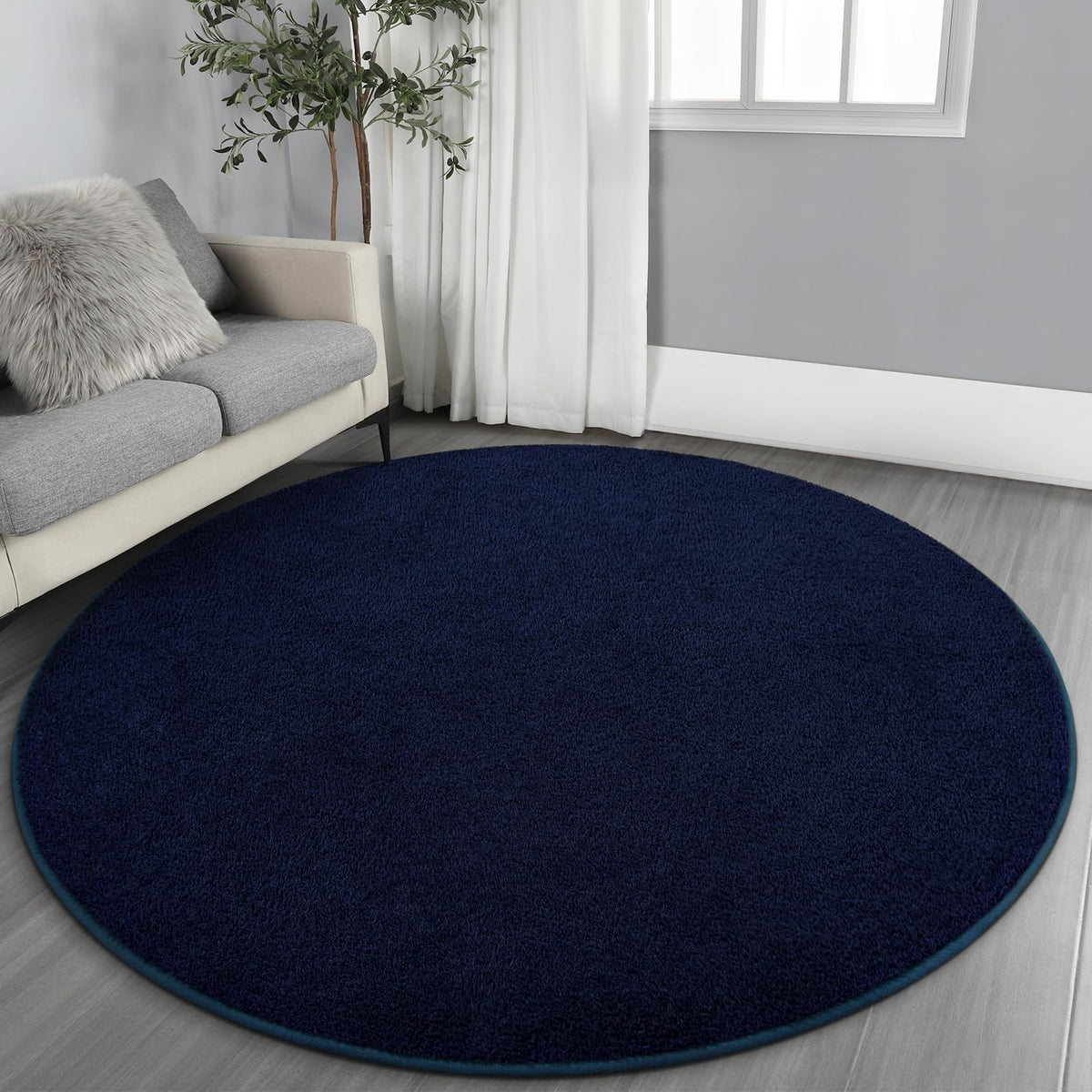Gifeas Large Ultra Soft Round Area Rugs for Living Room Bedroom, 6x6 Feet Beige Thickened Memory Foam Modern Indoor Circle Carpets, Non-Slip Comfy Circular Rug for Boys Girls Nursery Room Home Decor