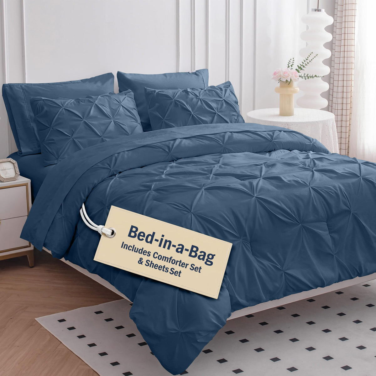 Cal King Size Comforter Set - 7 Pieces California King Size Bed in A Bag, King Bedding Sets with Comforters, Sheets, Pillowcases & Shams, Bedding Set - Beige