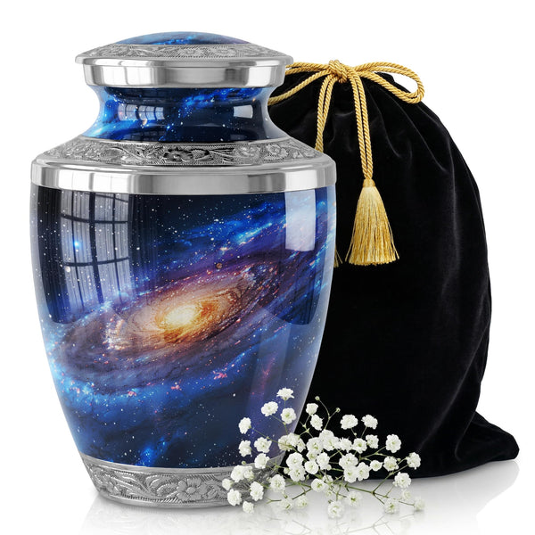 Moonlight Cremation Urn – Full-Size Aluminum Memorial Urn for Adult Human Ashes - Lunar Theme Tribute