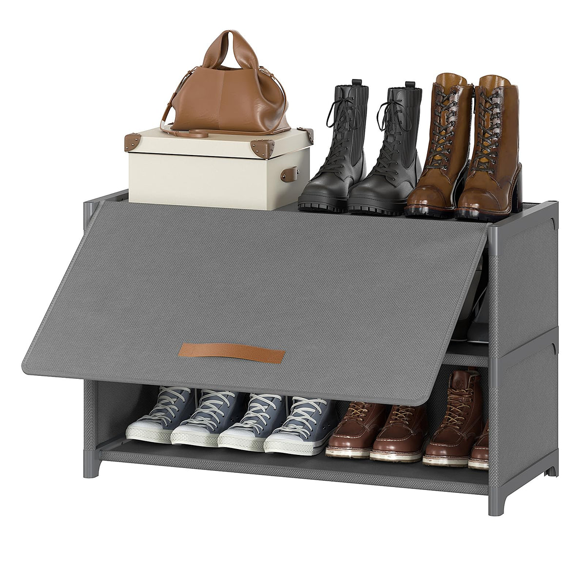 Shoe Rack, 9 Tier Shoe Storage Cabinet with Door 36 Pair Plastic Shoe Shelves Organizer for Closet, Entryway, Hallway, Bedroom, White