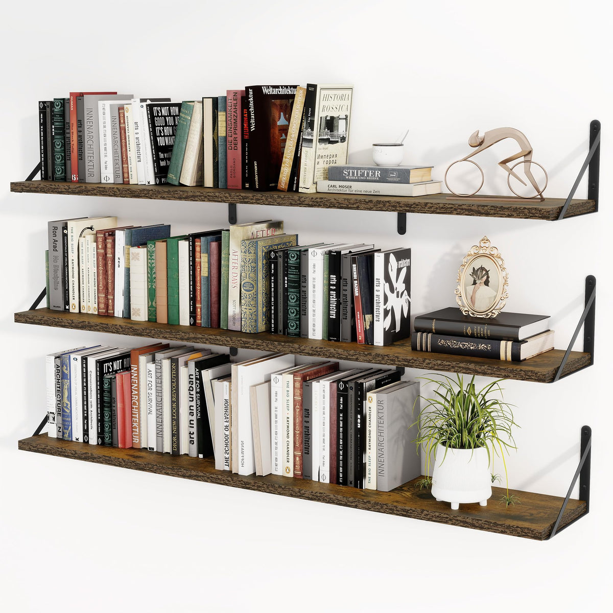 Heimlove Floating Shelves Set of 3, Floating Book Shelves 36 inch, Hanging Wall Shelf, Heavy Duty Wall Mounted Shelves for Living Room, Kitchen, Bedroom, Bathroom, Laundry Room (Gray)