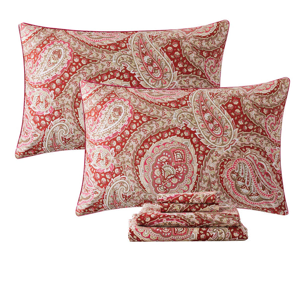 FADFAY Luxury Sheets Set Twin XL Classical Damask Paisley Bedding Luxurious Gold Classy Paisley Bed Sheet Set 100% Cotton Soft Hypoallergenic Deep Pocket Fitted Sheet 4Pcs, Twin XL Size for Dorm Room