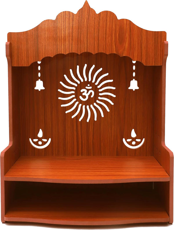 Divokah Bhavya Enterprise Divokah Beautiful Mdf Wooden Temple Pooja Mandir For Home And Office Wall Mounted Temple Puja Stand (8 Mm Plywood Thickness) (Wdn Ombell)