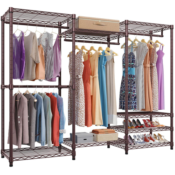 VIPEK V5 Plus Portable Closet Wardrobe Heavy Duty Clothes Rack, Large Free Standing Closet Rack for Hanging Clothes, 85.4" L x 15.7" W x 76.4" H, White