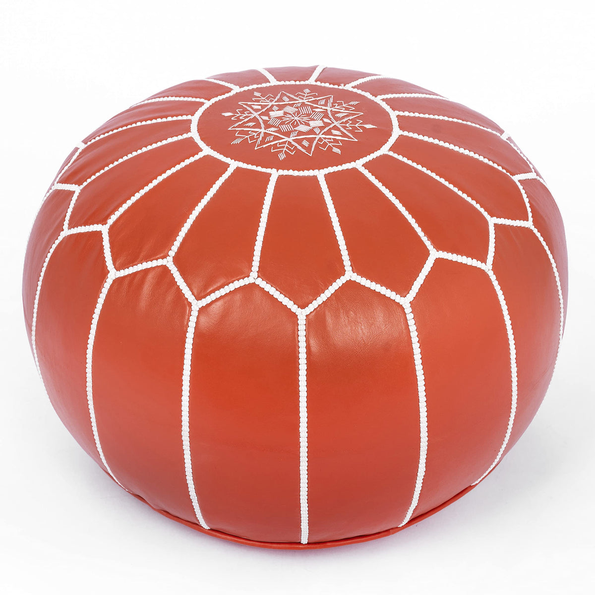 Marrakesh Gallery Moroccan Pouf Cover - Round & Large Ottoman Leather Cover Pouf - Bohemian Living Room Decor - Hassock & Ottoman Footstool - Unstuffed (Round, Pink)
